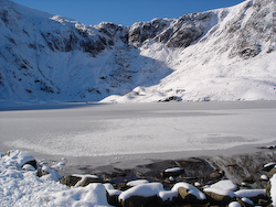 Winter scene, Cwm Idwal, Snowdonia.